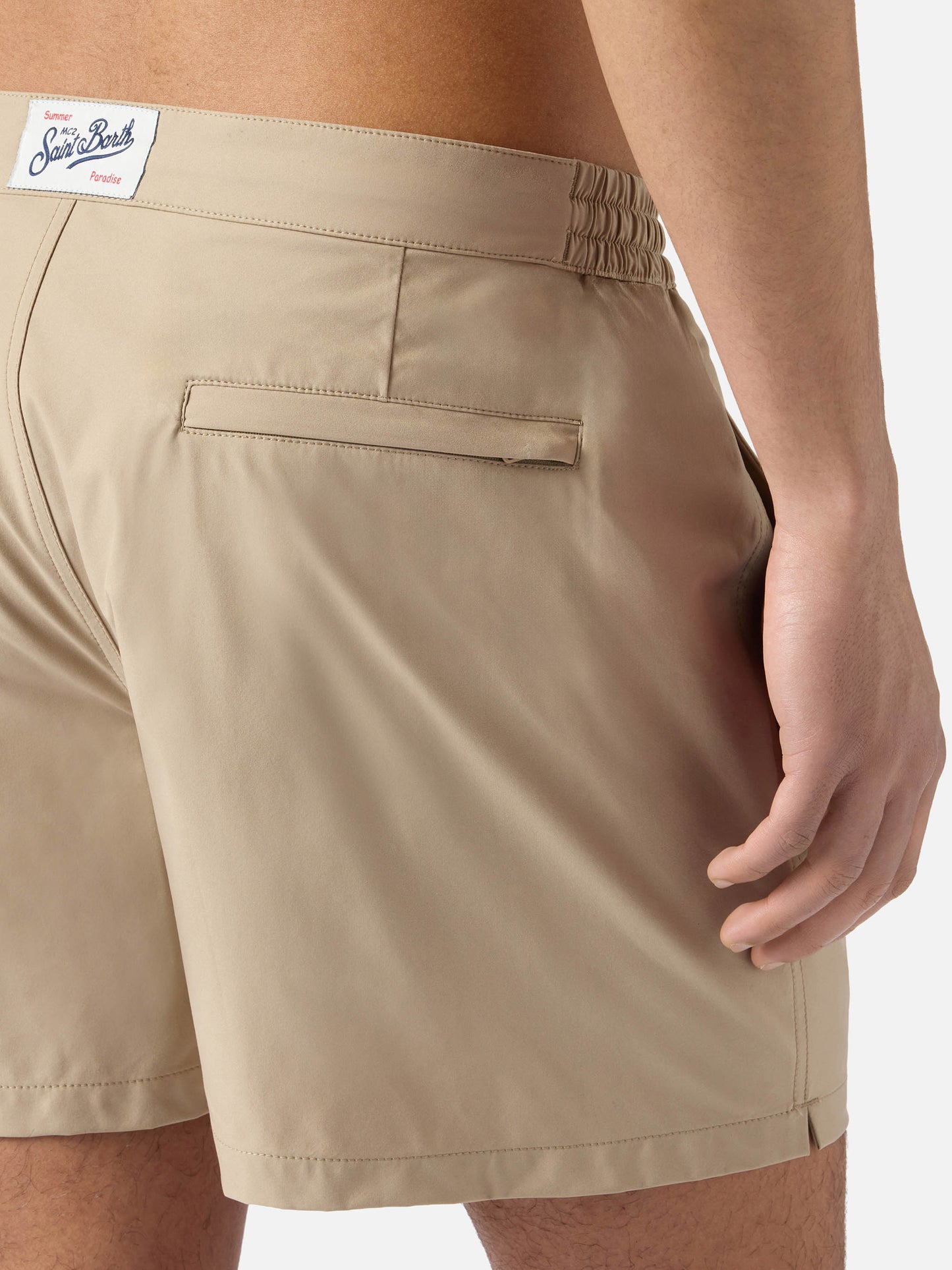 Costume mare Capferrat beige con logo ricamato