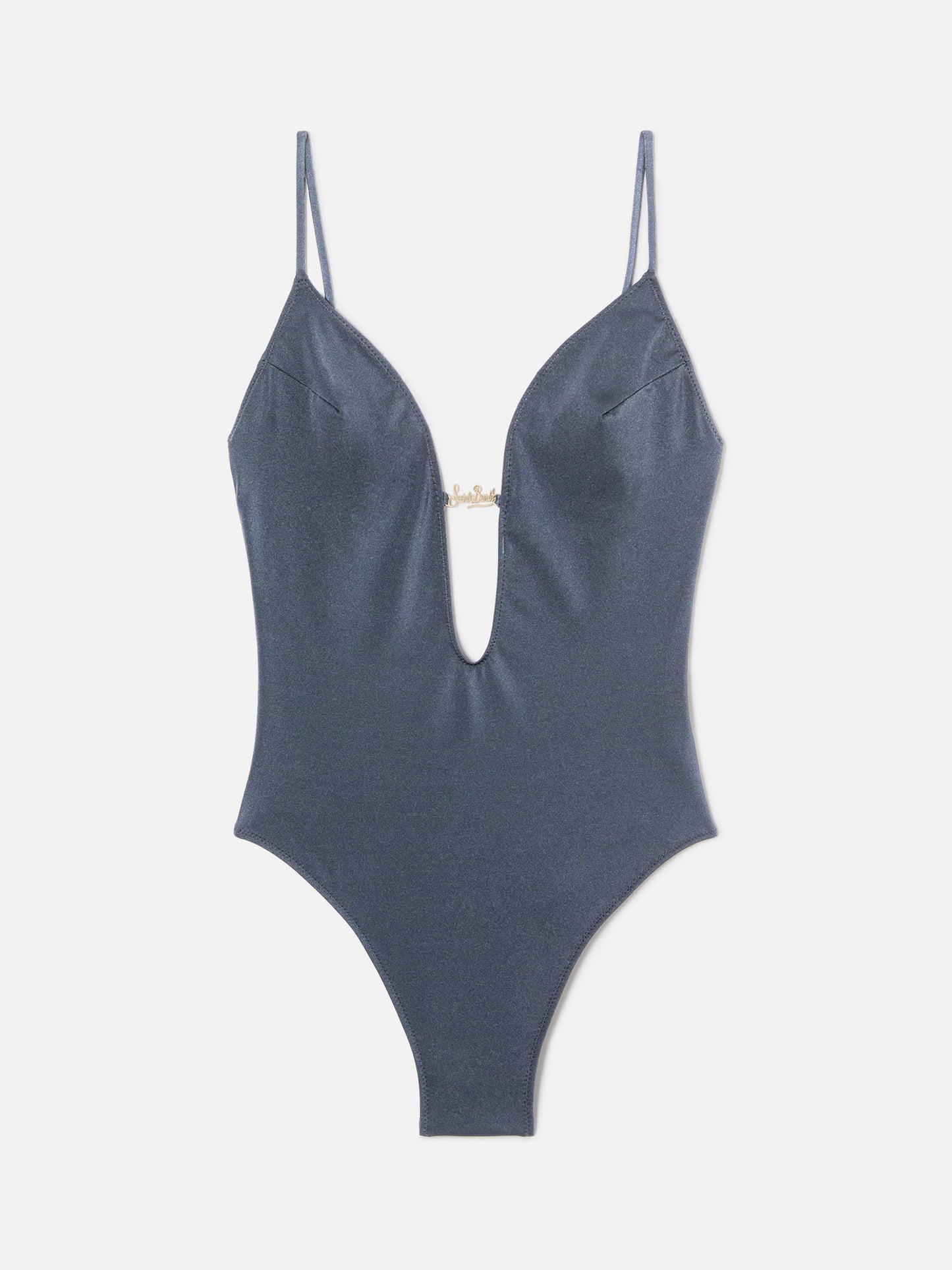 Maillot de bain une-pièce Crunchy Plate finition brillante avec plaque logo 