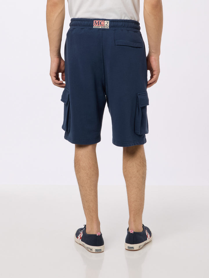 Man navy blue cargo short pants Cargy - MC2 Saint Barth