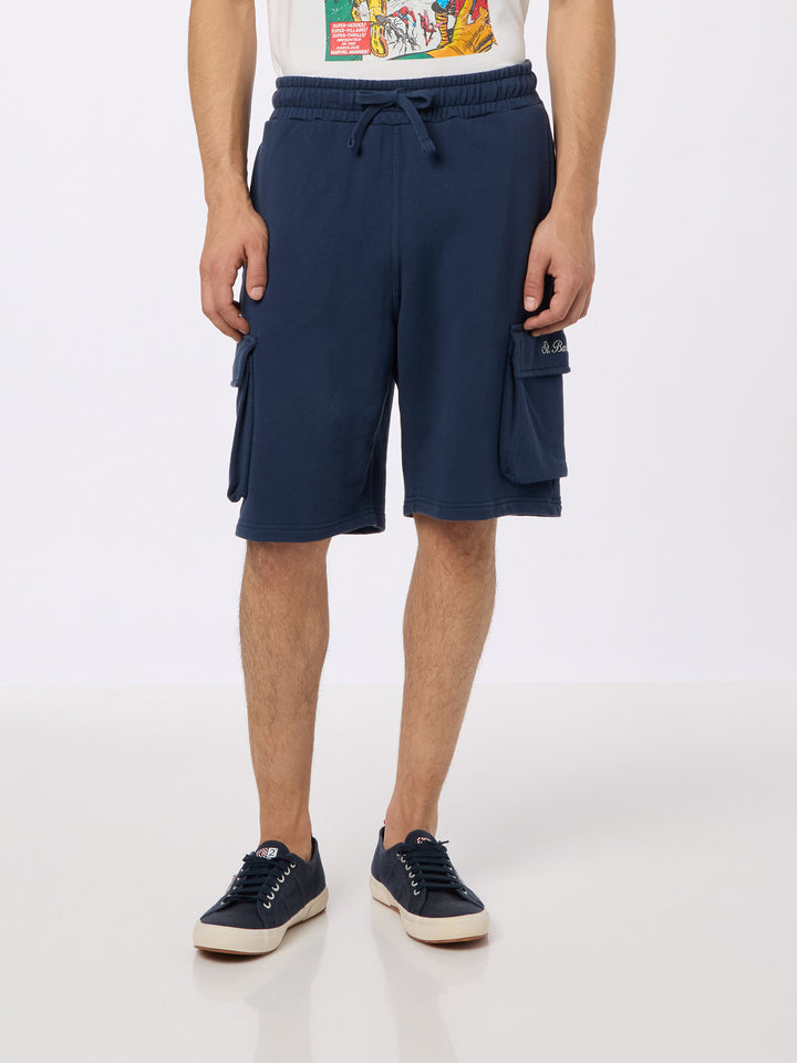 Man navy blue cargo short pants Cargy - MC2 Saint Barth