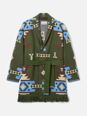 Blended cardigan Cristabel with belt and ethnic print