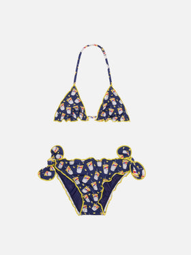 Bikini da bambina a triangolo con stampa Estathé | Edizione speciale Estathé®
