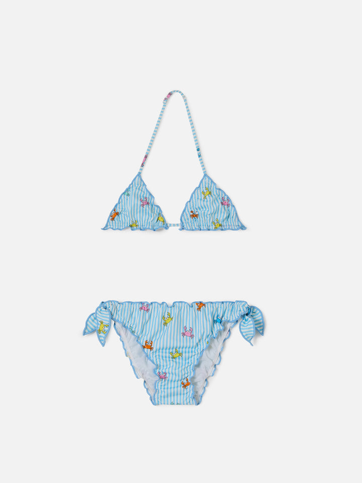 Cris stretch bikini with striped and crab print