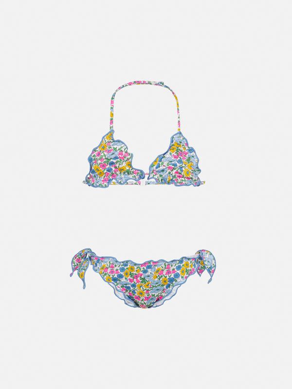 Cris classic triangle bikini with Poppy and Daisy print | MADE WITH LIBERTY FABRIC