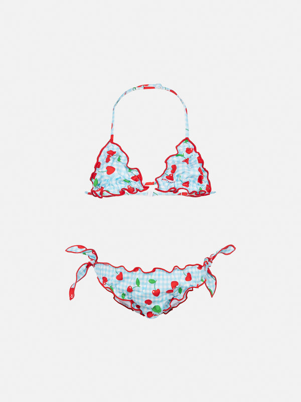 Cris classic triangle bikini with cherry and gingham print