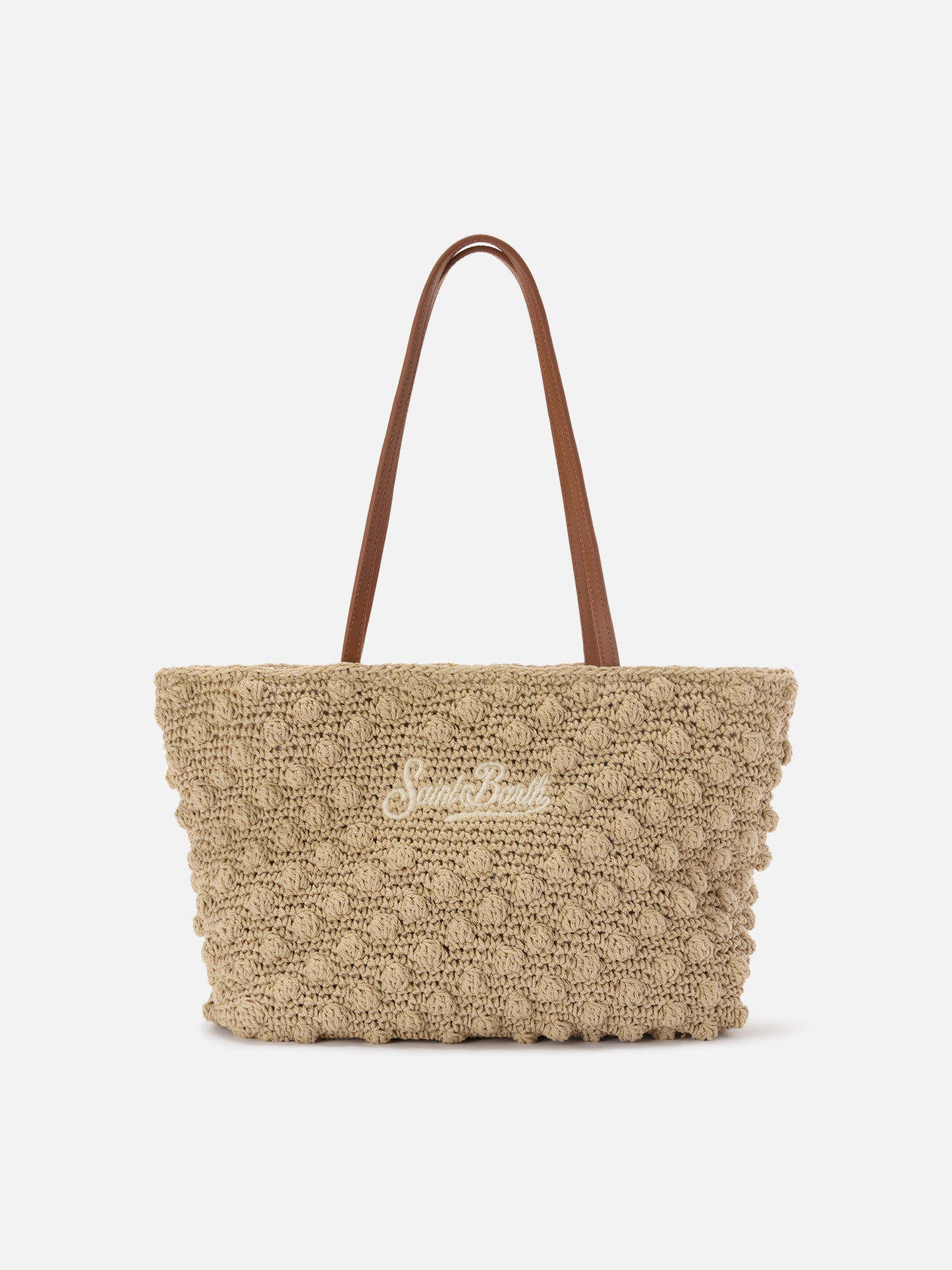 Crochet Tote medium bag with embroidered logo