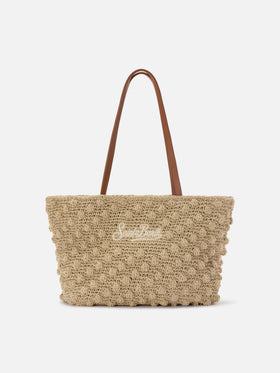 Crochet Tote medium bag with embroidered logo