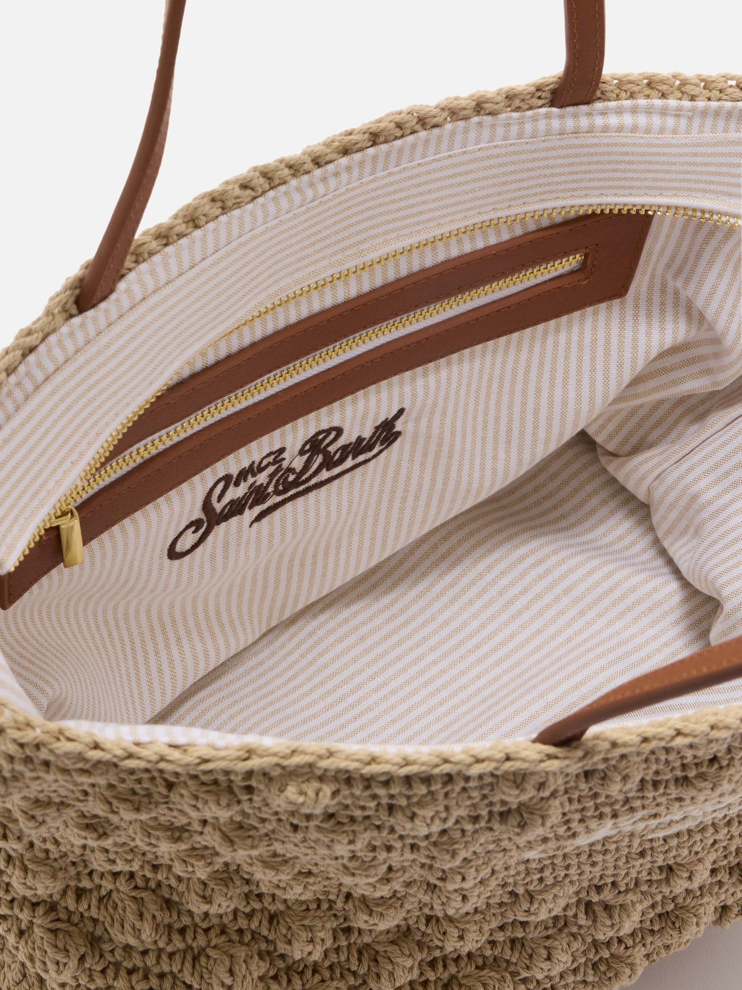 Crochet Tote medium bag with embroidered logo