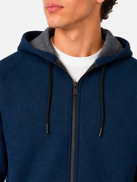 Sweatshirt aus technischem Carrel-Gewebe in einfarbigem Navyblau 