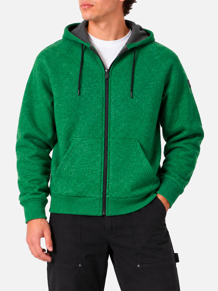 Sweat-shirt Carrel en tissu technique vert uni 