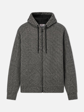 Carrell Wool herringbone jacket with zip and hood