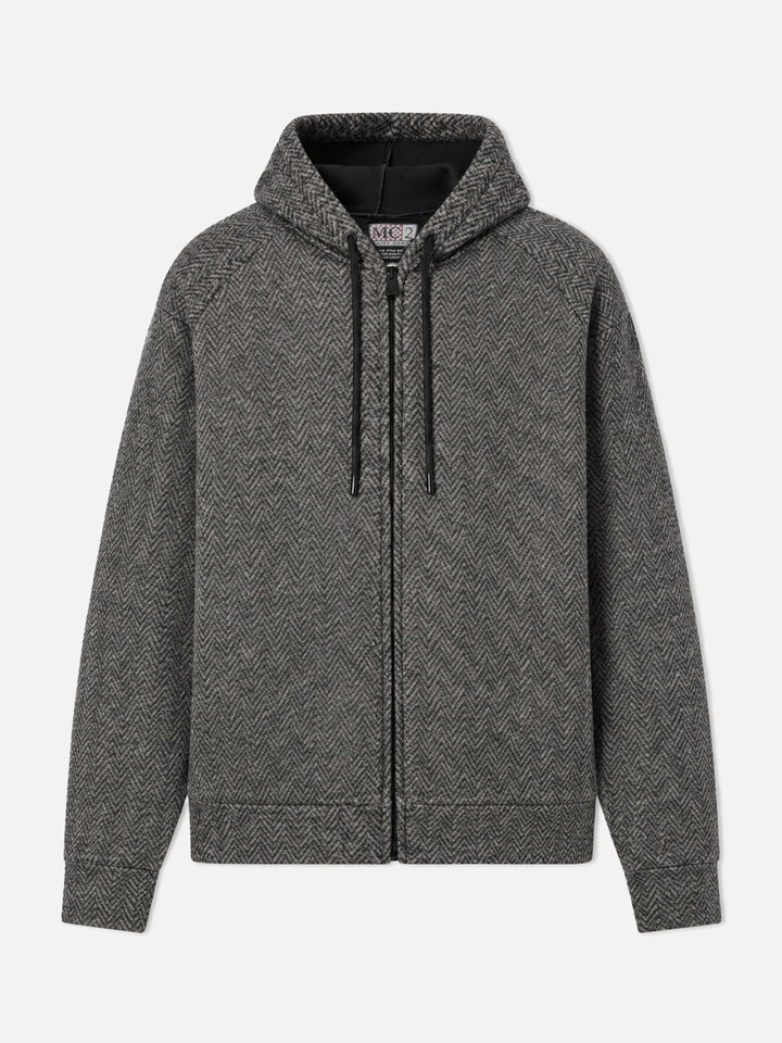 Carrell Wool herringbone jacket with zip and hood