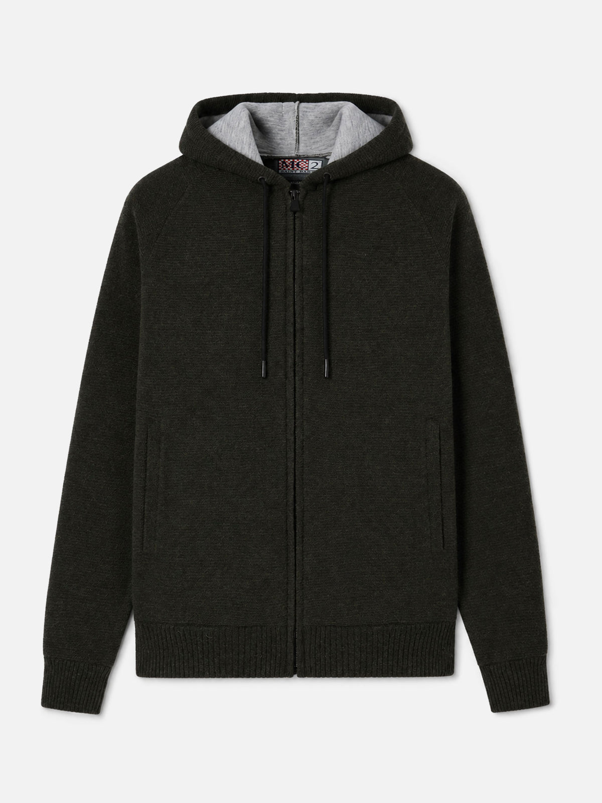 Chaqueta de punto Carrell con cremallera y capucha en verde militar 