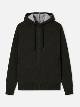 Chaqueta de punto Carrell con cremallera y capucha en verde militar 