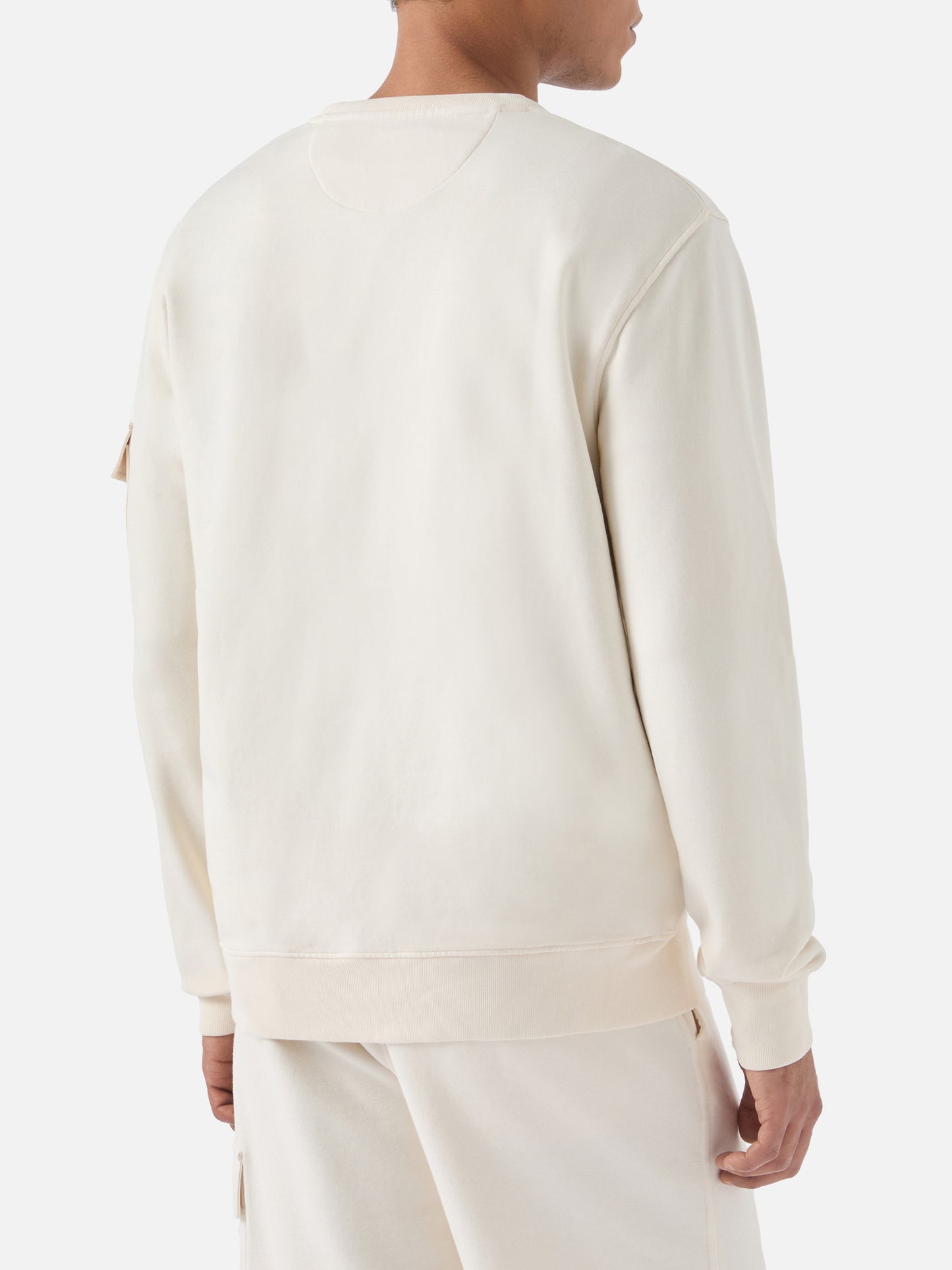 Cream Chester fleece sweatshirt with sleeve pocket