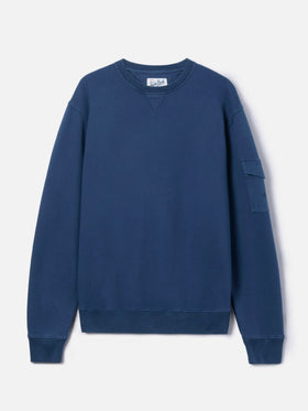 Felpa Chester in felpa blu navy con tasca applicata