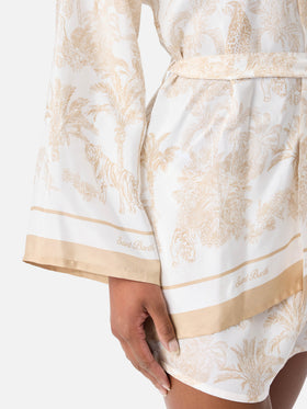 Kurzer Carly-Kimono aus Seide mit toile de Jouy-Print 