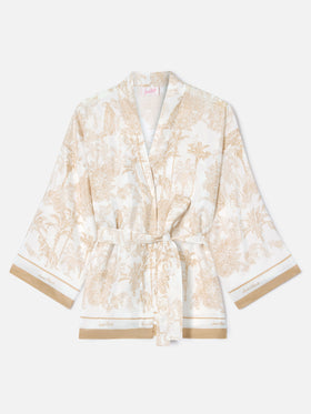 Kurzer Carly-Kimono aus Seide mit toile de Jouy-Print 