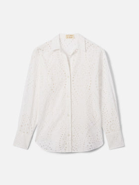 Camicia Cristal in cotone sangallo bianco