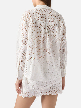 Camicia Cristal in cotone sangallo bianco
