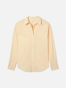 Yellow striped seersucker Cristal shirt with Weekend Mood embroidery