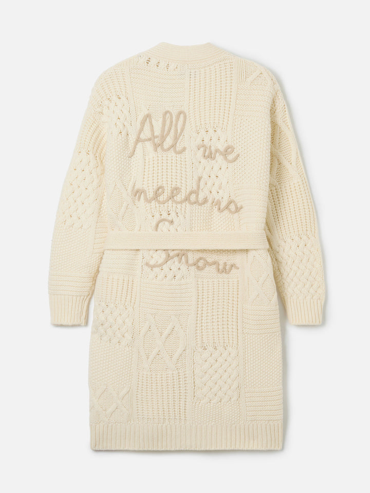 Cardigan in misto lana Daba panna con ricamo All We Need Is Snow