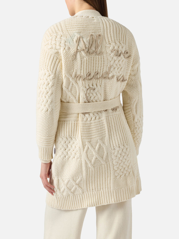 Maxi-Cardigan Daba mit Stickerei und Gürtel