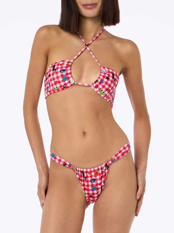 Bikini a fascia da donna Dahelle con stampa a quadretti e fantasia | BEEPY BELLA SPECIAL EDITION