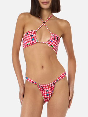 Women beandeau bikini Dahelle with gingham and fancy print | BEEPY BELLA SPECIAL EDITION