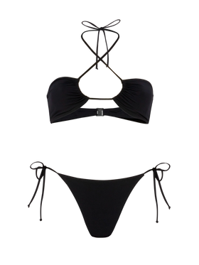 Bikini Dahlia Marielle nero con top a fascia e slip classici