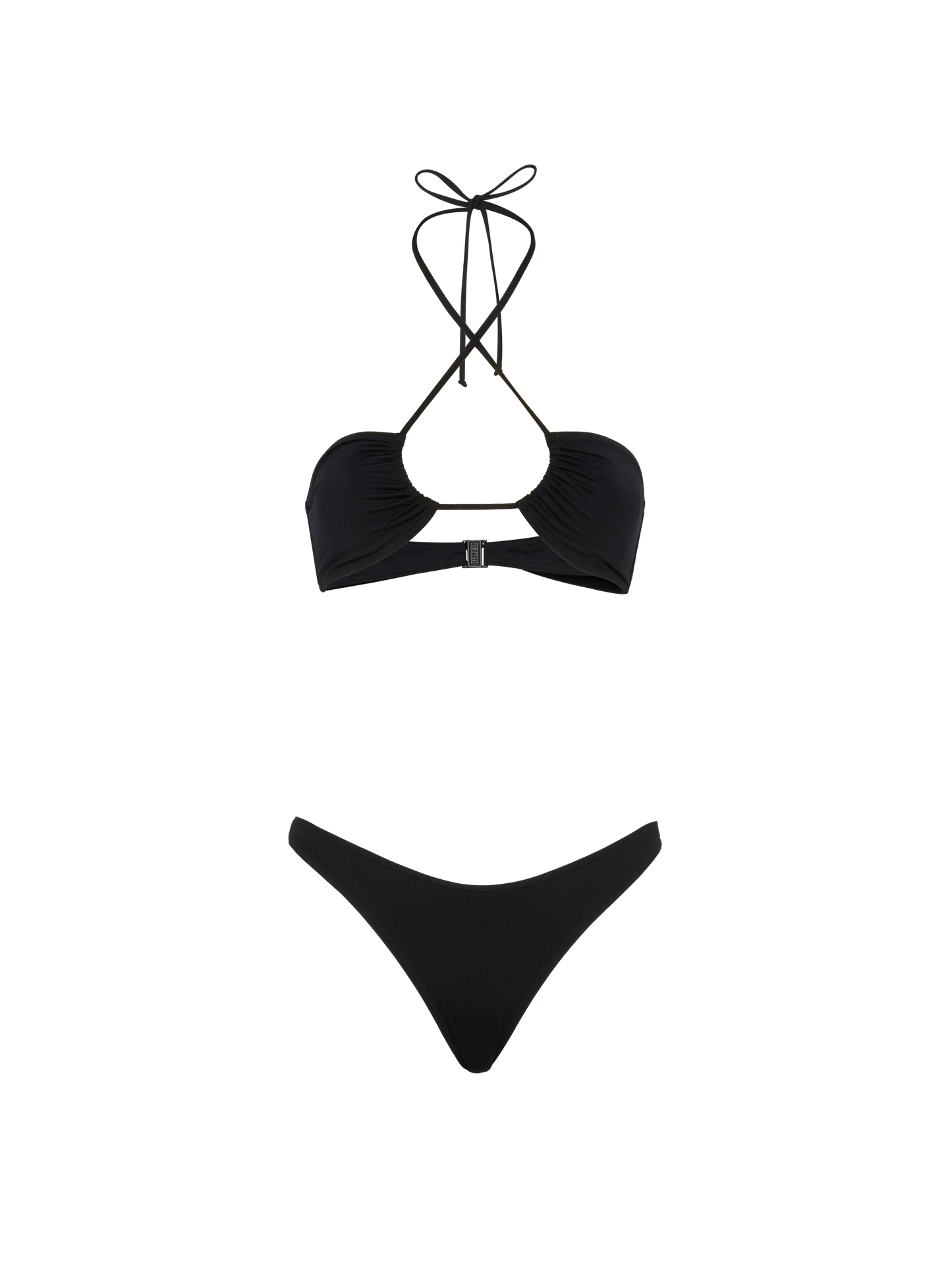 Schwarze klassische Badehose „Lido“ – schwarzes Bandeau-Top „Dahlia“