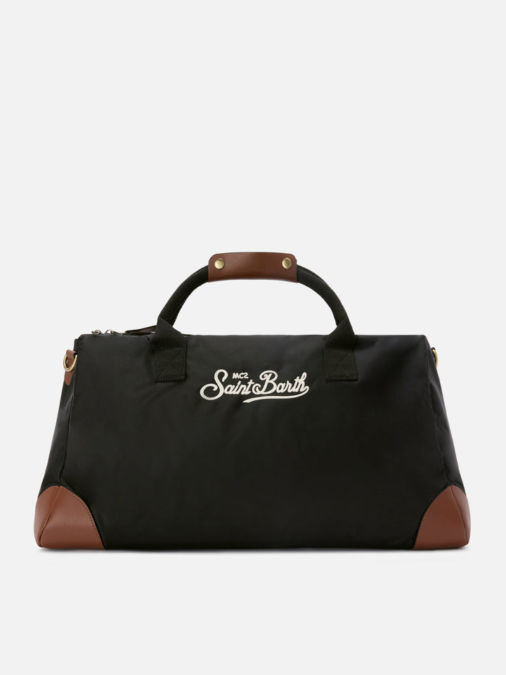 Borsone Daily in nylon nero con logo ricamato