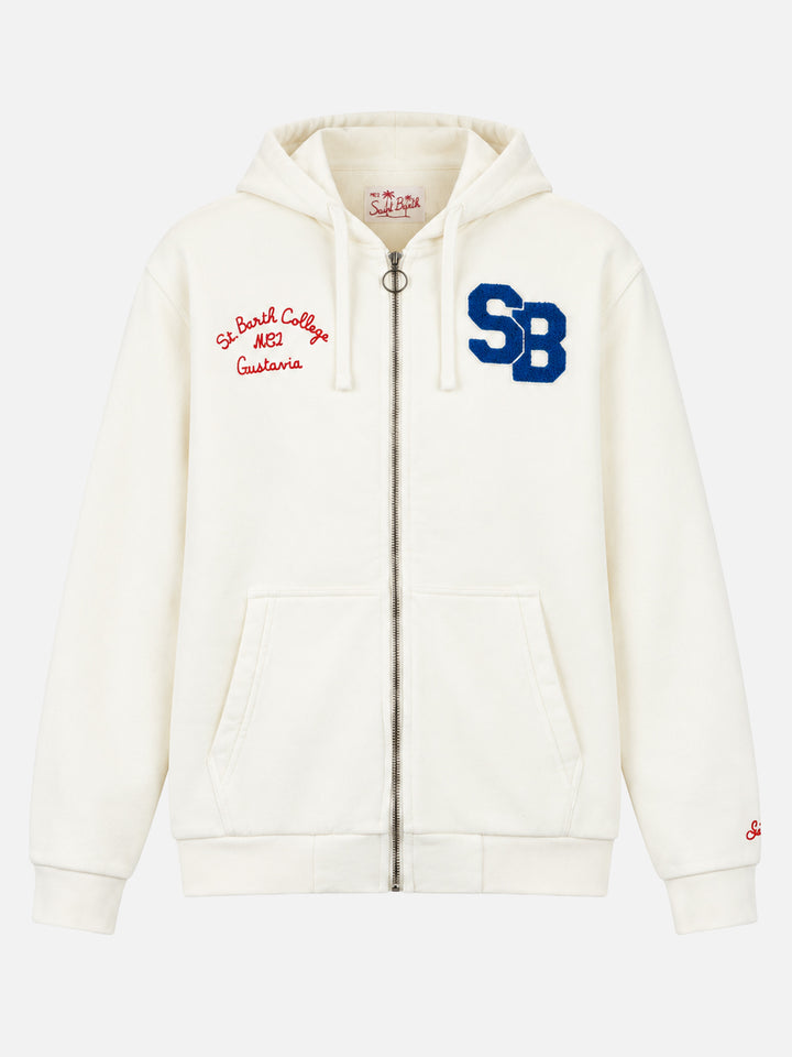 Sudadera blanca Danny con parche y bordado 