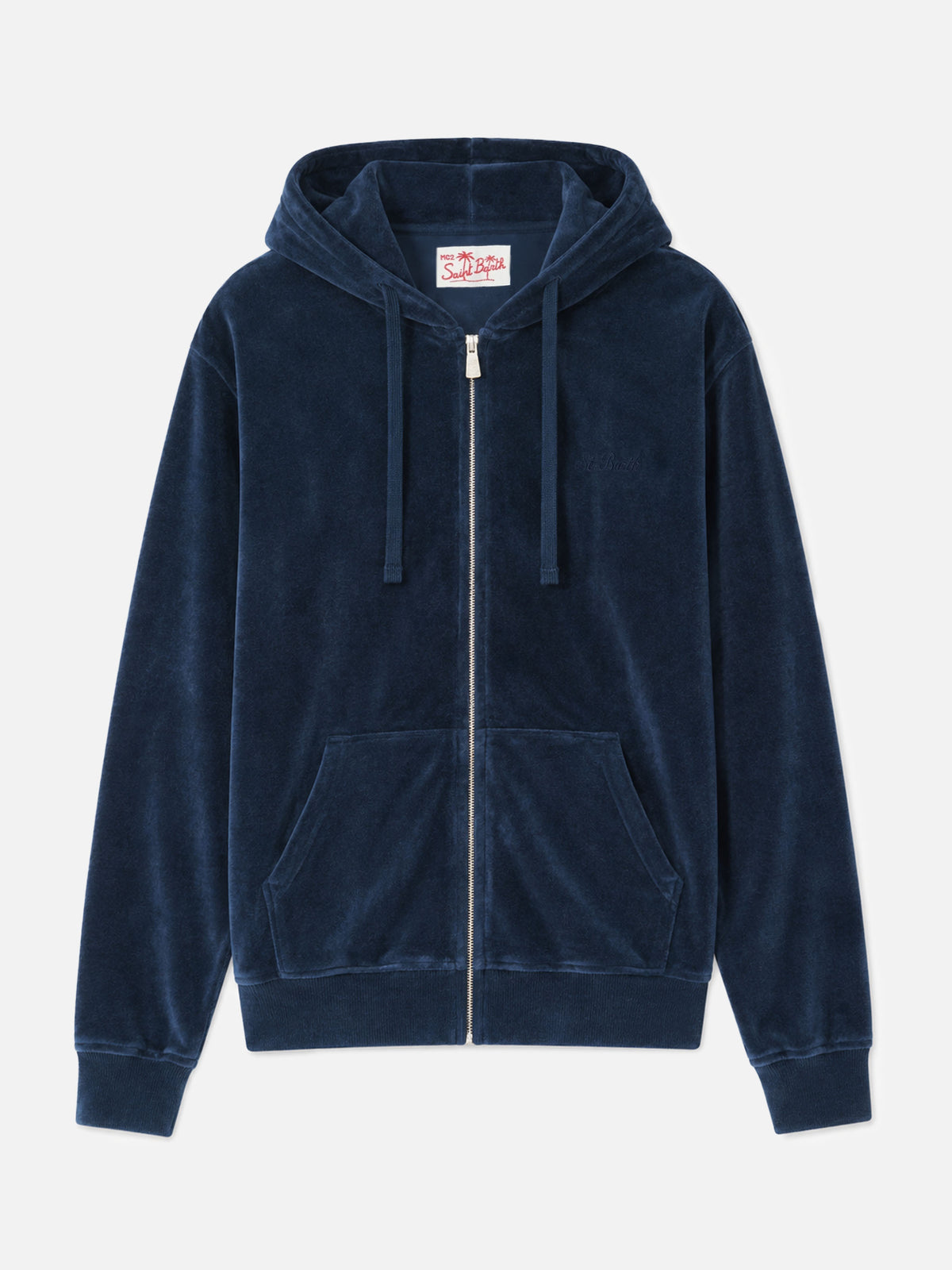 Felpa in spugna con zip Danny con ricamo St. Barth