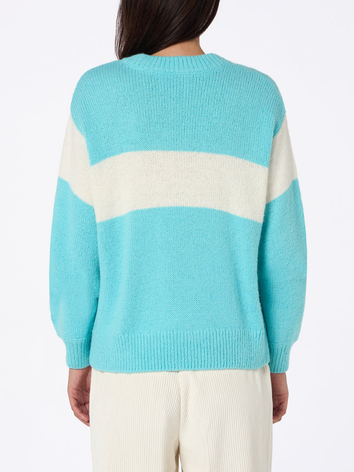 Hellblauer Damenpullover Danya mit Apres-Ski-Print