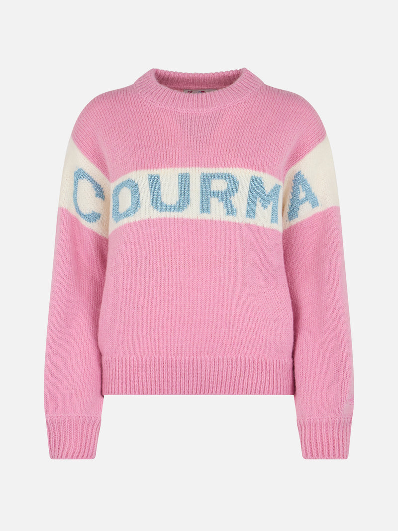 Maglione da donna rosa Danya con stampa Courma