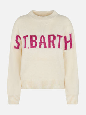Weißer Damenpullover Danya mit St. Barth Jacquard