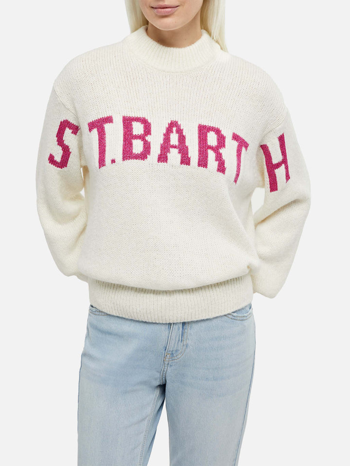 Weißer Damenpullover Danya mit St. Barth Jacquard