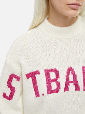 Weißer Damenpullover Danya mit St. Barth Jacquard