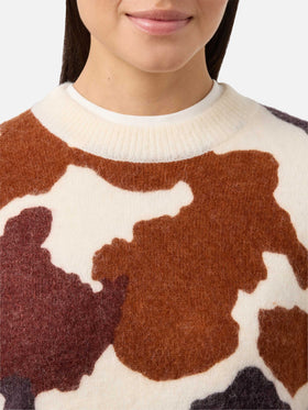 Danya stretch merino-wool and alpaca-blend sweater with cow-print