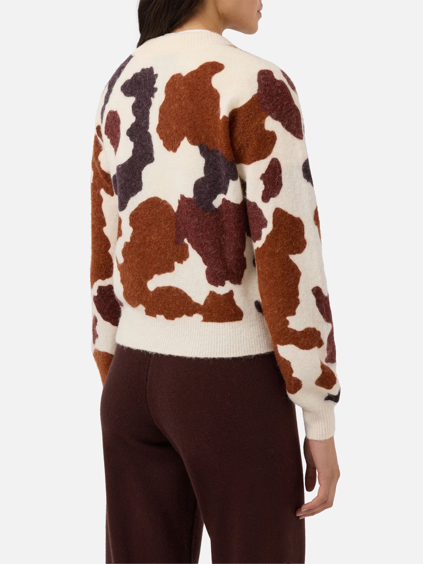 Danya stretch merino-wool and alpaca-blend sweater with cow-print