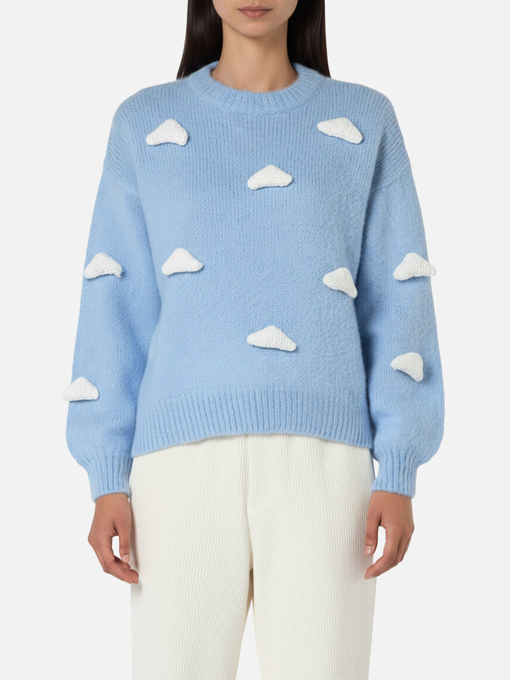 Pullover aus gebürstetem Strick mit Wolkendetails