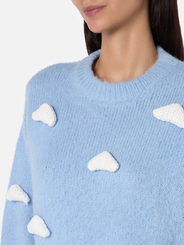 Pullover aus gebürstetem Strick mit Wolkendetails