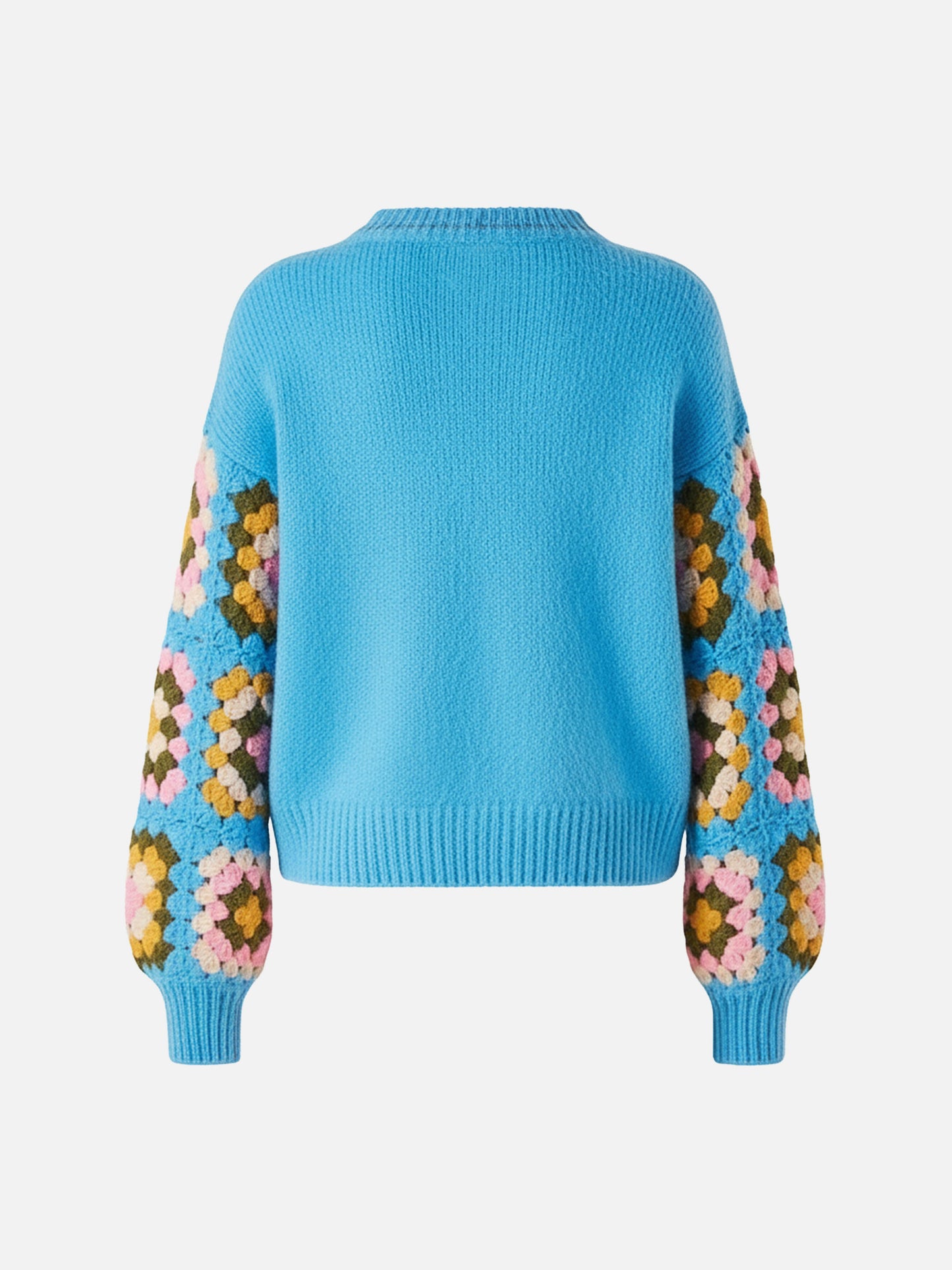 Ultra soft crewneck Danya Soft Crochet Jr with handmade crochet sleeves