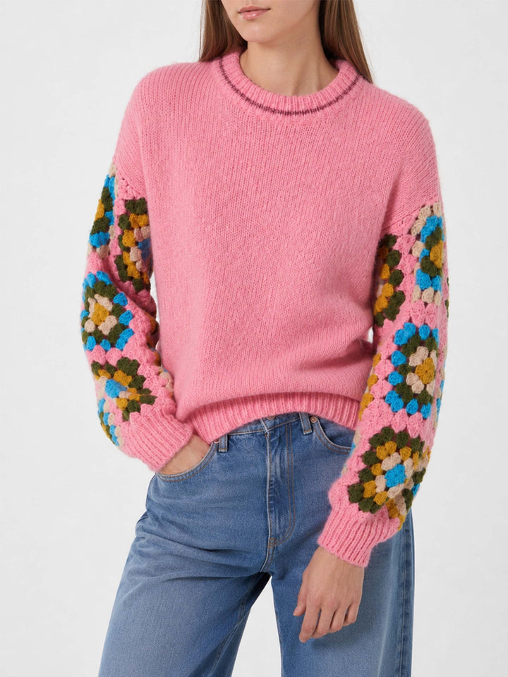 Danya Soft Crochet pinkfarbener Pullover 