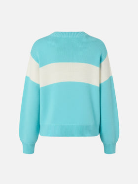 Pinkfarbenes Danya-Rundhalsband mit Apres-Ski-Lurex-Jacquard