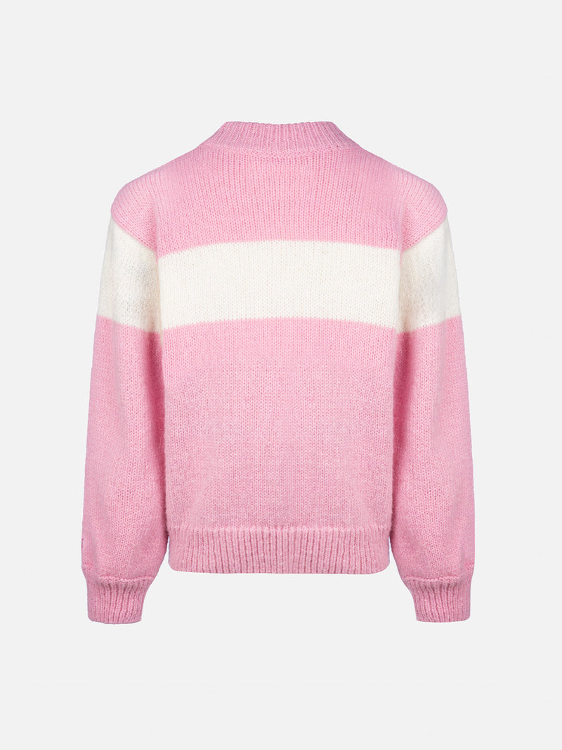 Maglione girocollo rosa Danya con logo Courma in lurex