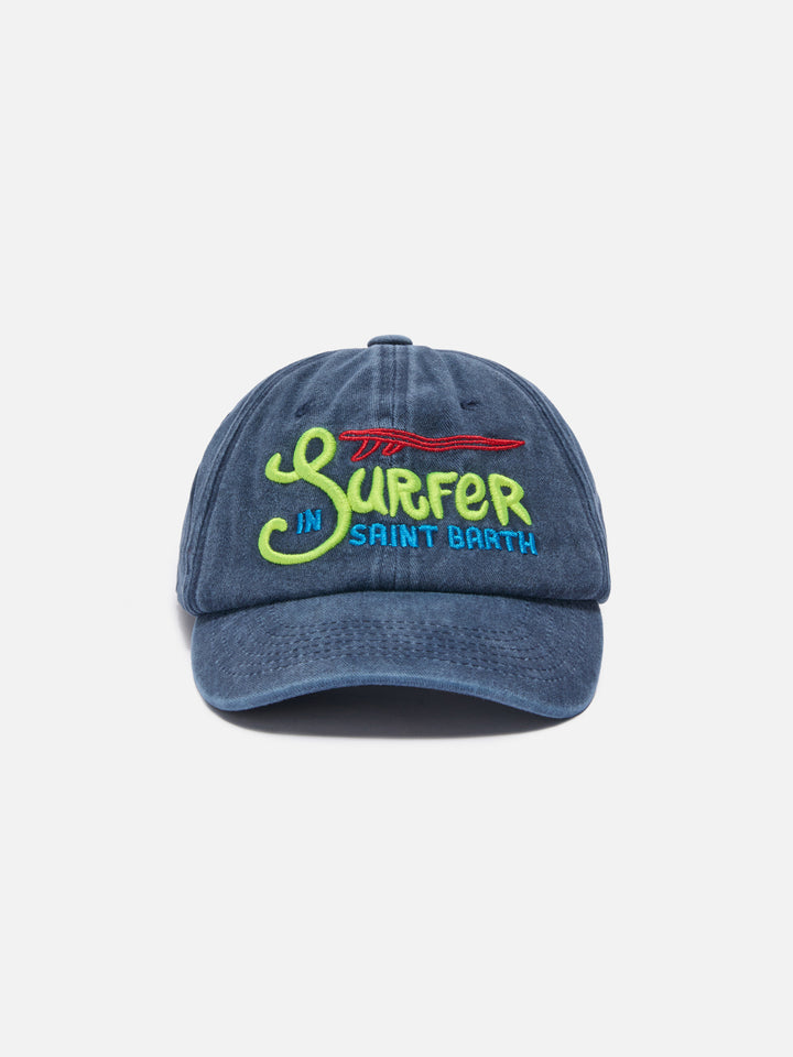 Denim ball cap Baseball Jr with Surfer in Saint Barth embroidery