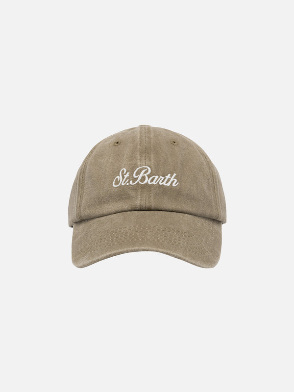 Davis beige denim Ball Cap with St. Barth embroidery