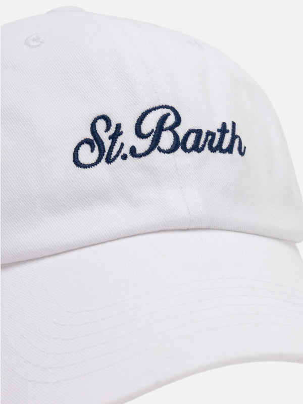 Davis white denim Ball Cap with St. Barth embroidery